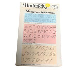 Vintage Butterick Monograms to Embroidery Pattern No. 3970 One Size uncut 1980s